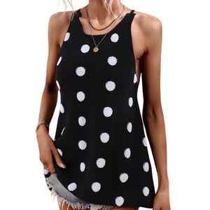Y2K Coquette Retro Playful Polka Dot Pom Pom Keyhole Women's Top Size Medium
